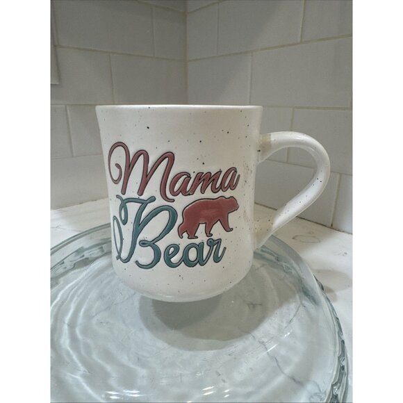 Mama Bear Animal Print Coffee Mug by Tag Stoneware Large Cup Pink - Picture 1 of 8
